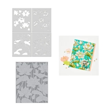 Hero Arts Letterpress + Foil & Cut & Stencil Bundle - Tranquil Garden / Lotus Flower